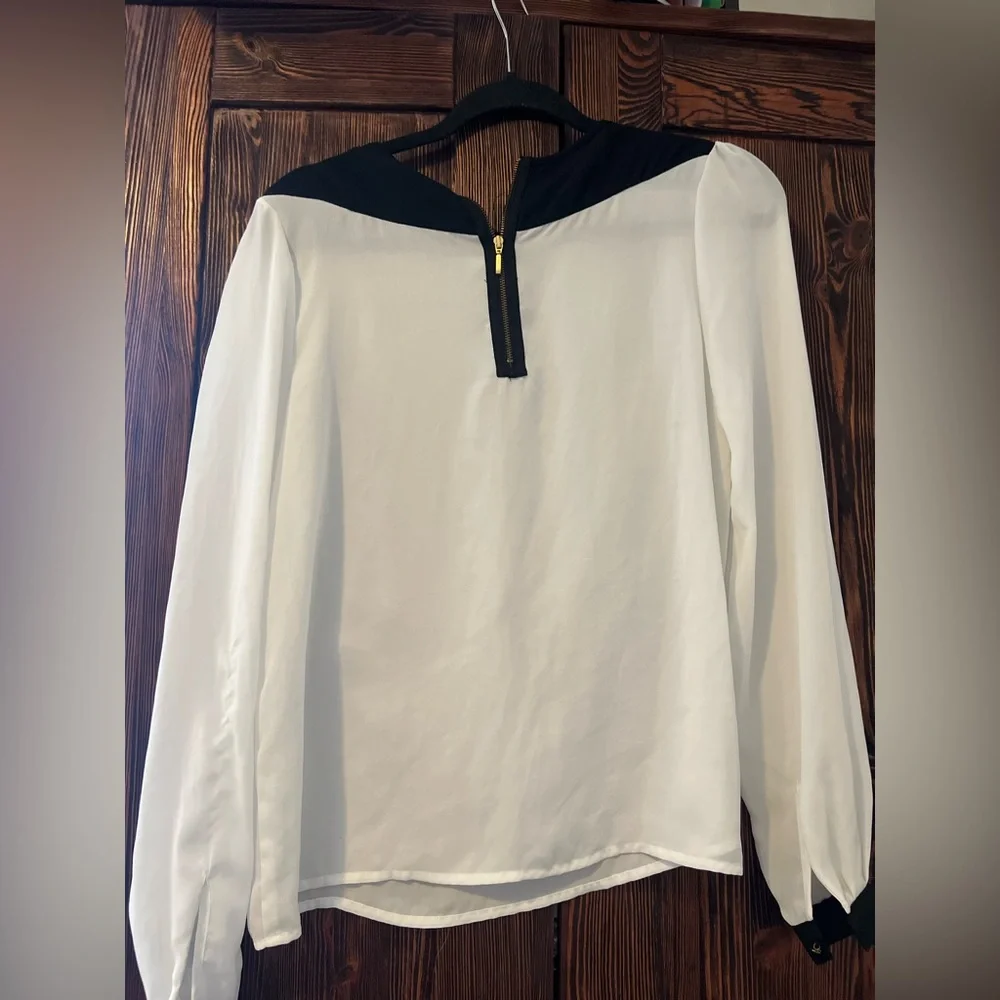 Zara Black and White Sheer Blouse - Picture 4 of 5